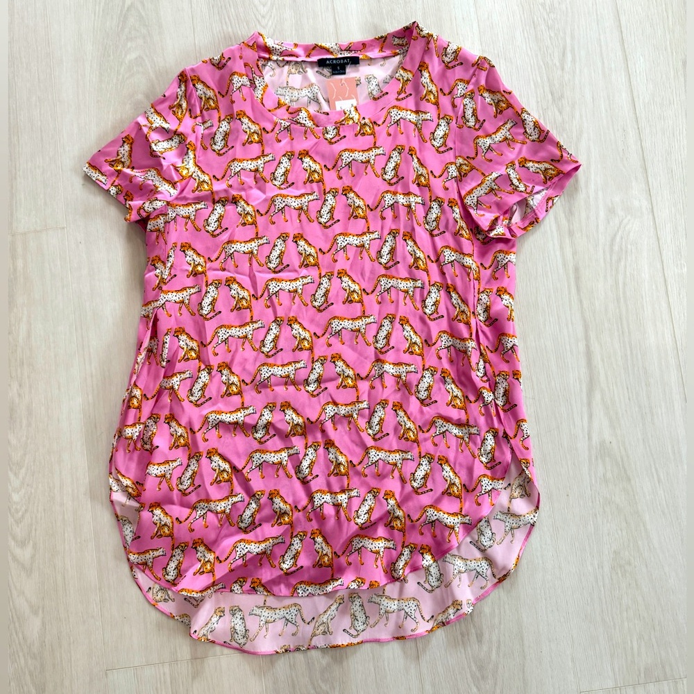 Acrobat Silk leopard print High-Low blouse